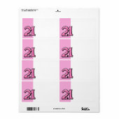 Gekke nummer 21 roze adreslabel etiket (Full Sheet)