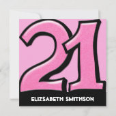 Gekke nummer 21 roze uitnodiging van de Birthday P (Achterkant)