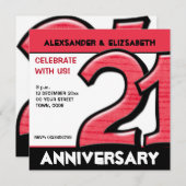 Gekke nummer 21 uitnodiging van rode Jubilea (Voorkant / Achterkant)