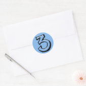 Gekke nummer 3 blauwe sticker (Envelop)
