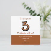 Gekke nummer 3 chocolade uitnodiging op zaterdag (Staand voorkant)