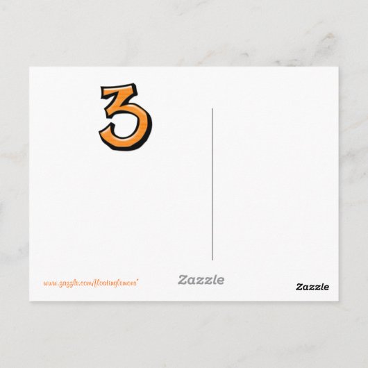 Gekke Nummer 3 oranje wit Briefkaart (Achterkant)