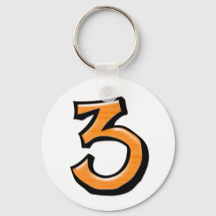 Gekke nummer 3 oranje witte Sleutelhanger