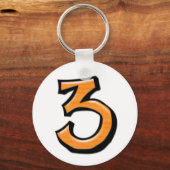Gekke nummer 3 oranje witte Sleutelhanger (Voorkant)