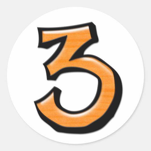 Gekke Nummer 3 oranje witte Sticker (Voorkant)