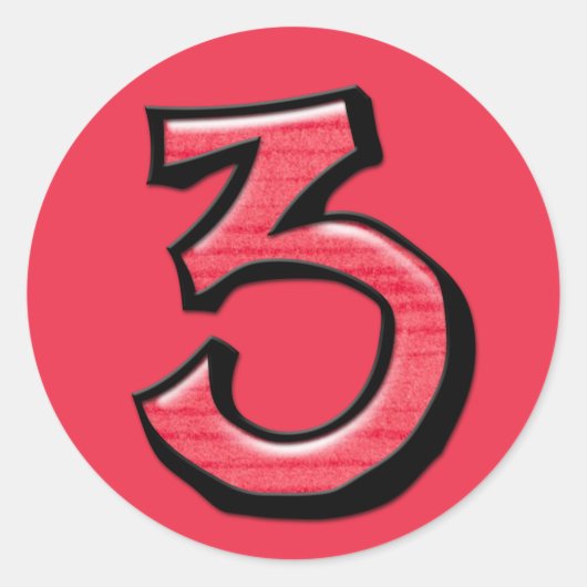 Gekke Nummer 3 rode Sticker (Voorkant)