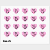 Gekke Nummer 3 roze Hart Sticker (Vel)