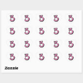 Gekke Nummer 3 roze wit Hart Sticker (Vel)
