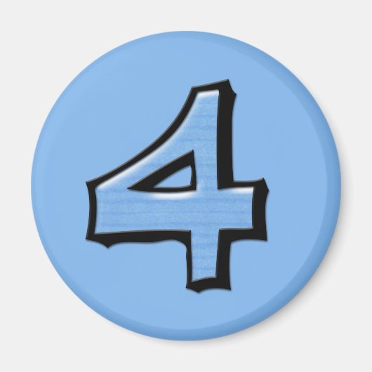 Gekke Nummer 4 blauw Ronde Magneet (Voorkant)