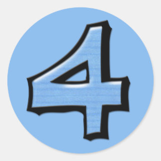 Gekke nummer 4 blauwe ronde sticker