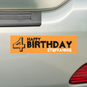 Gekke nummer 4 oranje geboortedag Bumpersticker (Op auto)