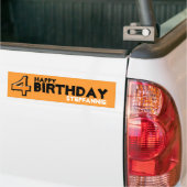 Gekke nummer 4 oranje geboortedag Bumpersticker (Op Truck)