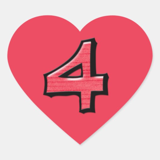 Gekke Nummer 4 Rode Hart Sticker (Voorkant)