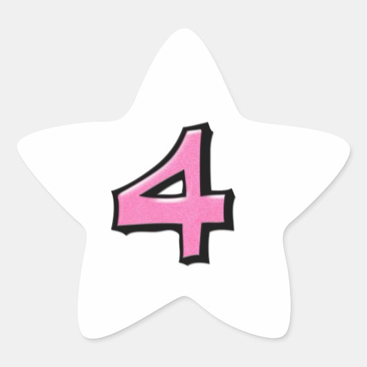 Gekke Nummer 4 roze witte Star Sticker (Voorkant)