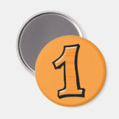 Gekke Nummers 1 oranje Magneet (Voorkant / Achterkant)