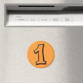 Gekke Nummers 1 oranje Magneet (Insitu (Vaatwasser))