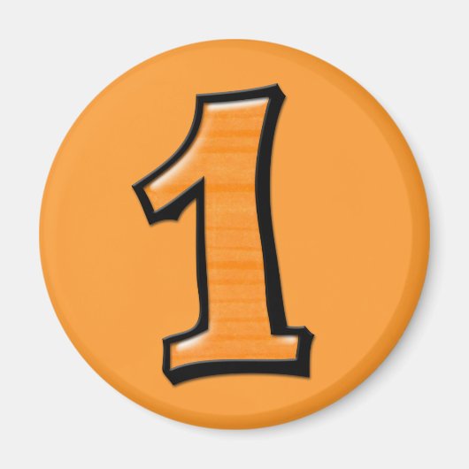 Gekke Nummers 1 oranje Magneet (Voorkant)
