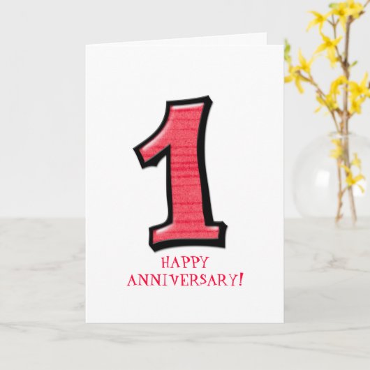 Gekke nummers 1 rode Jubilea Kaart (Gele Bloem)