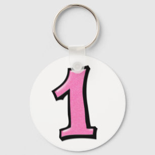 Gekke nummers 1 roze Sleutelhanger