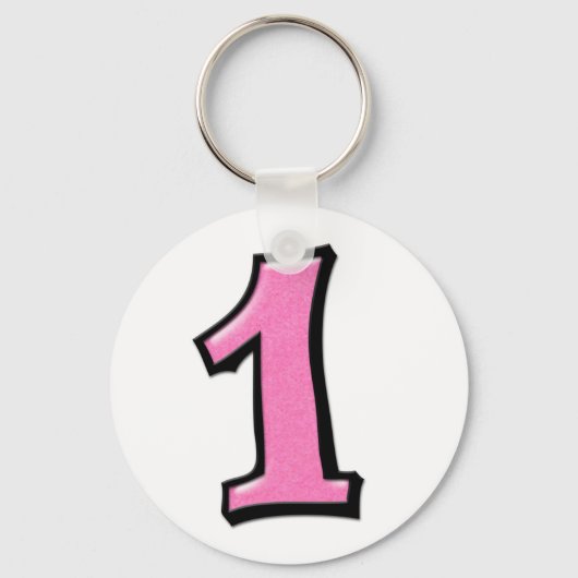 Gekke nummers 1 roze Sleutelhanger (Voorkant)