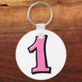 Gekke nummers 1 roze Sleutelhanger (Voorkant)