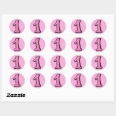 Gekke Nummers 1 roze Sticker (Vel)