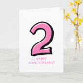 Gekke nummers 2 roze Jubileum Kaart (Gele Bloem)