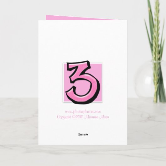 Gekke Nummers 3 roze Jubileum Kaart (Achterkant)