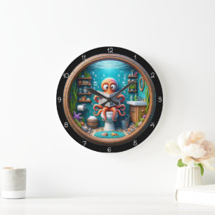 Gekke Octopus op Toiletklok Grappig Grote Klok