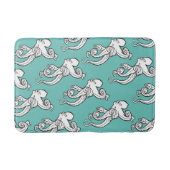Gekke Octopus Schetsen Patroon Teal Badmat (Voorkant)
