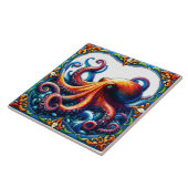 Gekke octopus Tegels in golven Tegeltje (Zijkant)