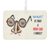 Gekke ogen neus bril ruikt nieuwe auto luchtverfrisser (Achterkant)