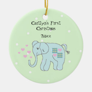 Gekke Olifant Baby's Eerste Kerstmis Keramisch Ornament
