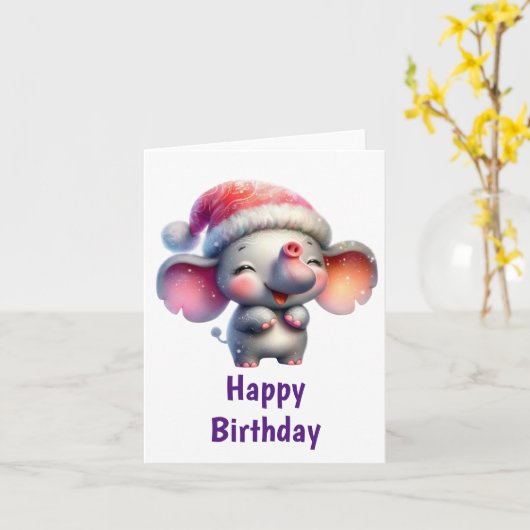 Gekke Olifant Verjaardag Kaart (Gele Bloem)