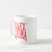 Gekke oma in het rood koffiemok (Voorkant links)