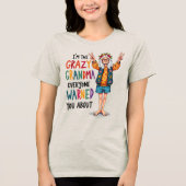 Gekke Oma Waarschuwing Tri-Blend Shirt (Voorkant)