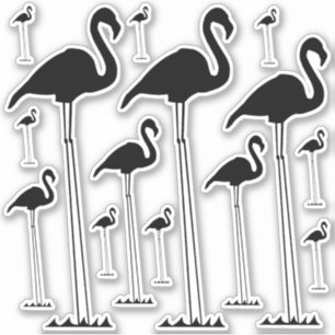 Gekke, onredelijk hoge Flamingo Silhouettes Sticker