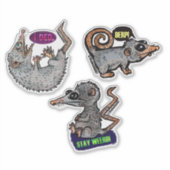 gekke opossum stickers (Voorkant)