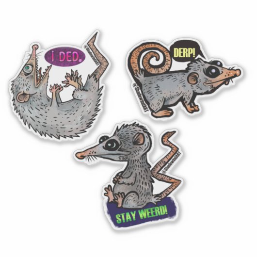 gekke opossum stickers (Voorkant)