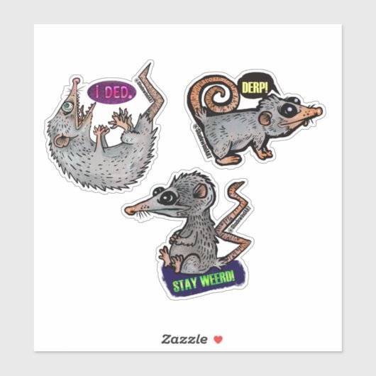 gekke opossum stickers (Vel)