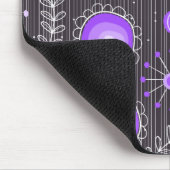 Gekke paarse grijze hartjes en bloemetjes muismat (Hoek)