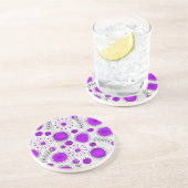 Gekke paarse witte harten en bloemen bloeien zandsteen onderzetter (Zijkant)