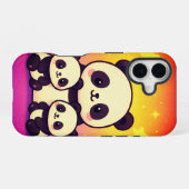 Gekke Panda Trio in Gradient Dreamscape iPhone 16 Hoesje (Achterkant horizontaal)