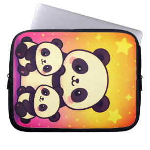 Gekke Panda Trio in Gradient Dreamscape Laptop Sleeve