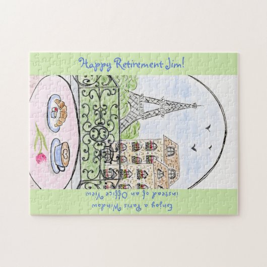 Gekke Parijs Eiffeltoren PENSIONERING Legpuzzel (Horizontaal)