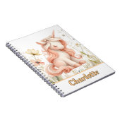 Gekke pastel eenhoorn wilde bloem notitieboek (Rechterzijde)