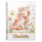 Gekke pastel eenhoorn wilde bloem notitieboek (Voorkant)