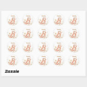 Gekke pastel eenhoorn wilde bloem ronde sticker (Vel)