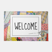 Gekke patchwork quilt met welkomsttekst deurmat (Voorkant)