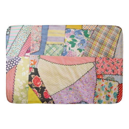 Gekke patchwork quilt met zigzag stiksels badmat (Voorkant)